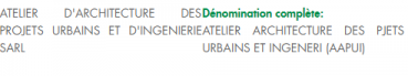 Atelier d'architecture des Projets urbains et d'ingenierie Sarl